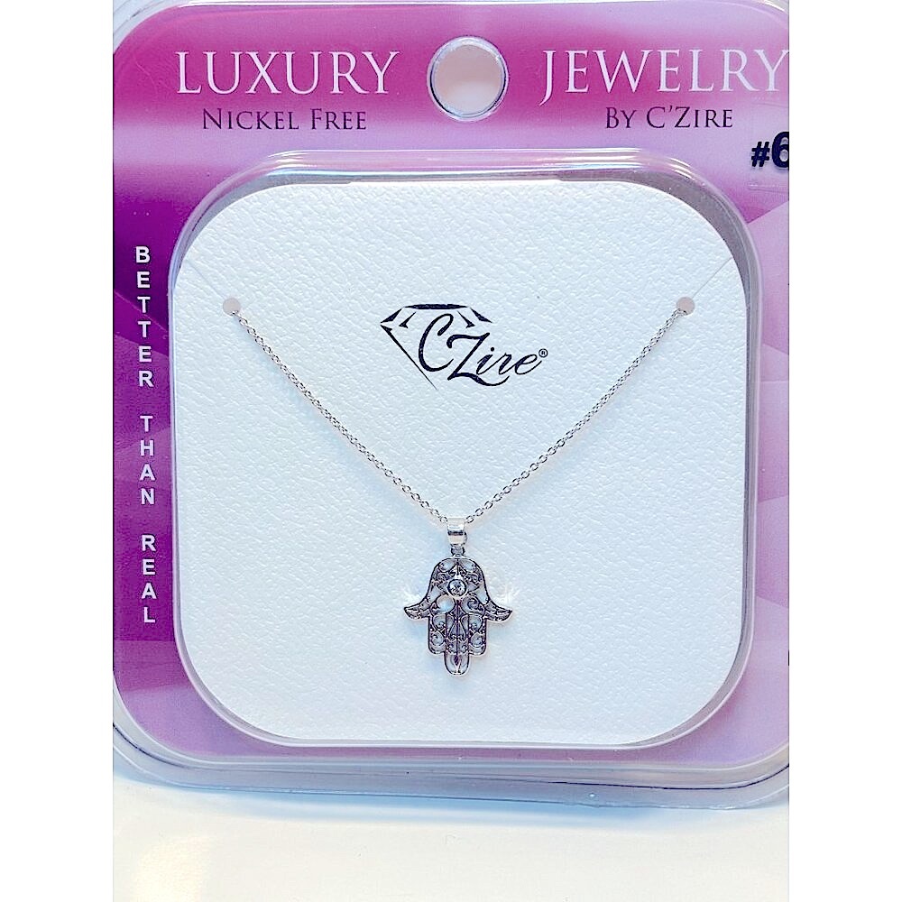 Holiday Sparkle Hamsa Necklace with Festive Stocking Gift